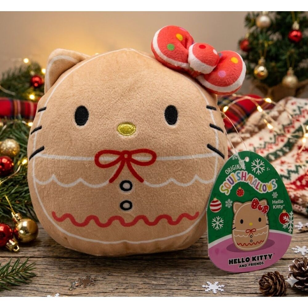 Squishmallow Kellytoy Plush Sanrio Hello Kitty 6" Hello Kitty Gingerbread NWT